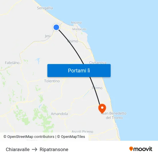 Chiaravalle to Ripatransone map
