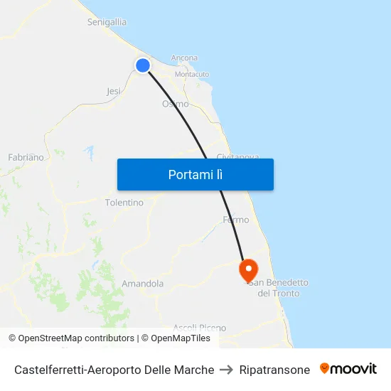 Castelferretti-Aeroporto Delle Marche to Ripatransone map