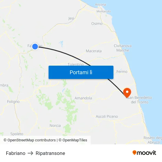 Fabriano to Ripatransone map