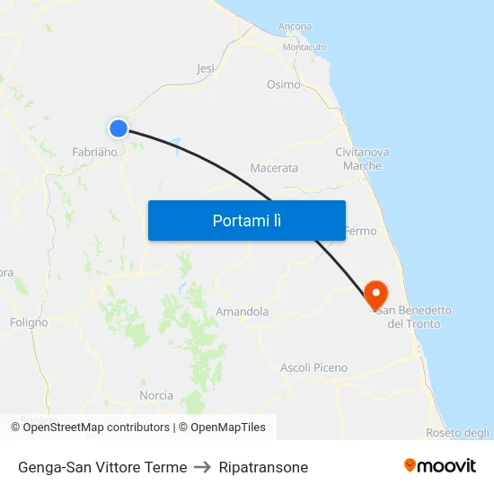 Genga-San Vittore Terme to Ripatransone map