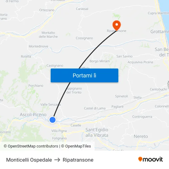 Monticelli Ospedale to Ripatransone map