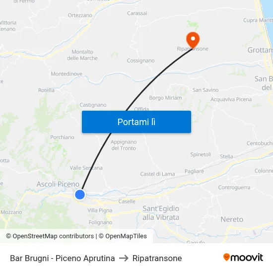Bar Brugni - Piceno Aprutina to Ripatransone map