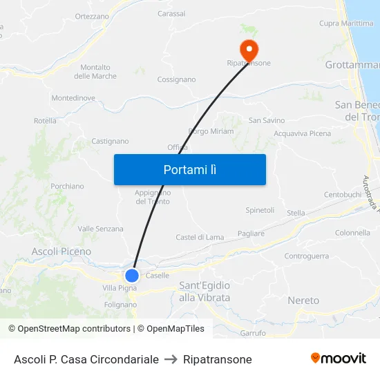Ascoli P. Casa Circondariale to Ripatransone map