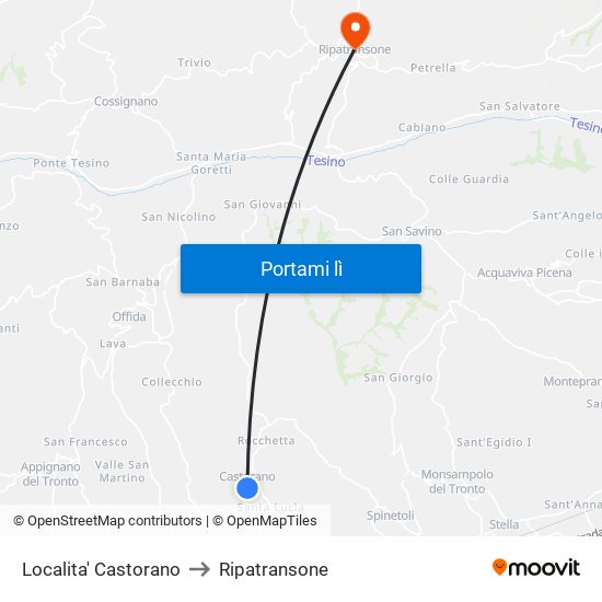 Localita' Castorano to Ripatransone map