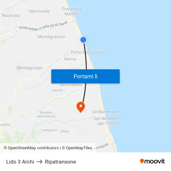 Lido 3 Archi to Ripatransone map