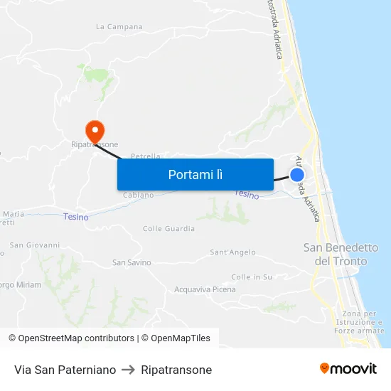 Via San Paterniano to Ripatransone map