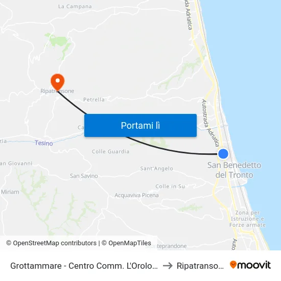 Grottammare - Centro Comm. L'Orologio to Ripatransone map