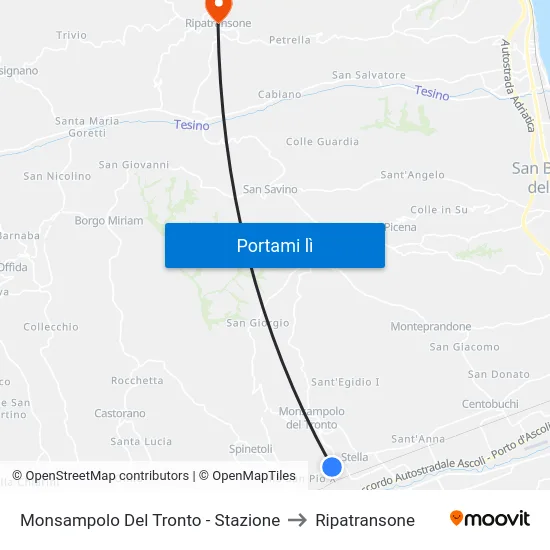 Monsampolo Del Tronto - Stazione to Ripatransone map