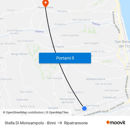 Stella Di Monsampolo - Binni to Ripatransone map