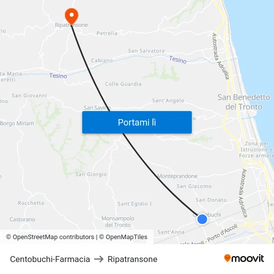 Centobuchi-Farmacia to Ripatransone map