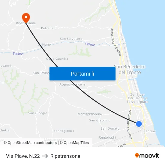 Via Piave, N.22 to Ripatransone map