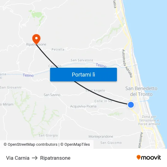 Via Carnia to Ripatransone map