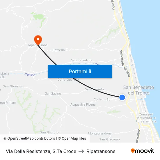 Via Della Resistenza, S.Ta Croce to Ripatransone map