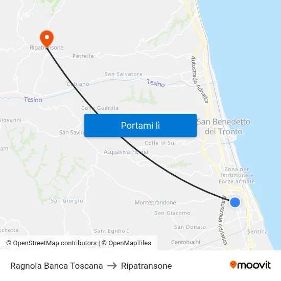 Ragnola Banca Toscana to Ripatransone map