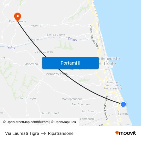 Via Laureati Tigre to Ripatransone map