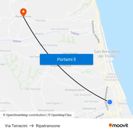 Via Terracini to Ripatransone map