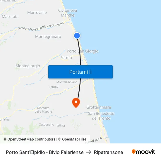Porto Sant'Elpidio - Bivio Faleriense to Ripatransone map