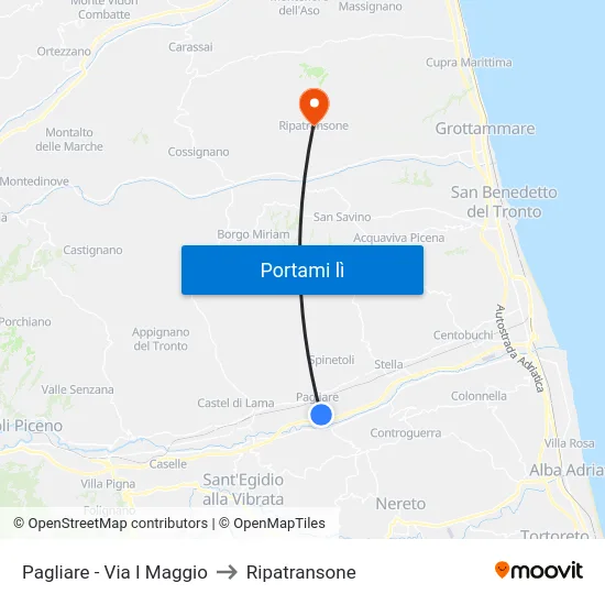 Pagliare - Via I Maggio to Ripatransone map