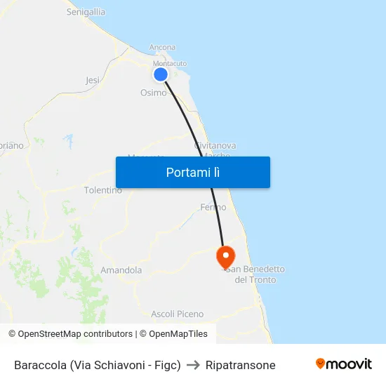 Baraccola (Via Schiavoni - Figc) to Ripatransone map