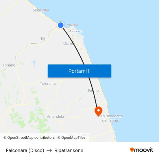 Falconara (Disco) to Ripatransone map