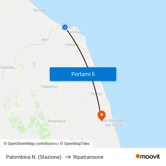 Palombina N. (Stazione). to Ripatransone map