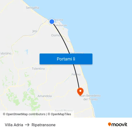 Villa Adria to Ripatransone map