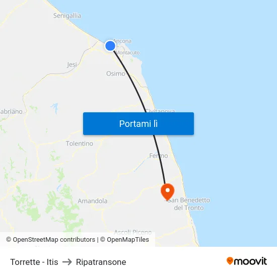 Torrette - Itis to Ripatransone map