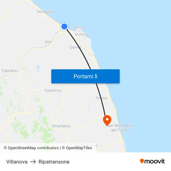 Villanova to Ripatransone map
