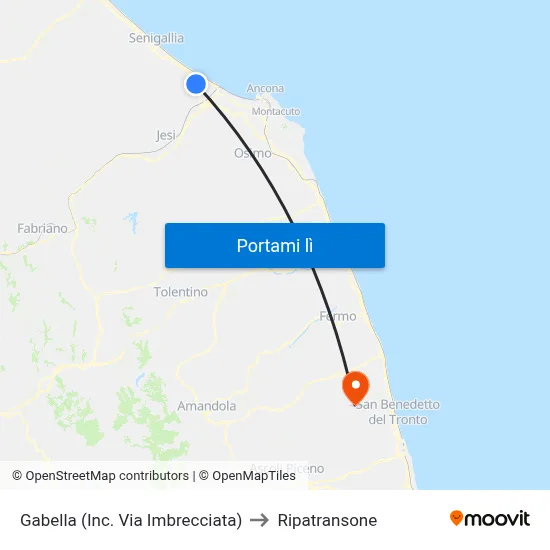 Gabella (Inc. Via Imbrecciata) to Ripatransone map