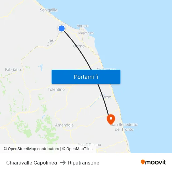 Chiaravalle Capolinea to Ripatransone map
