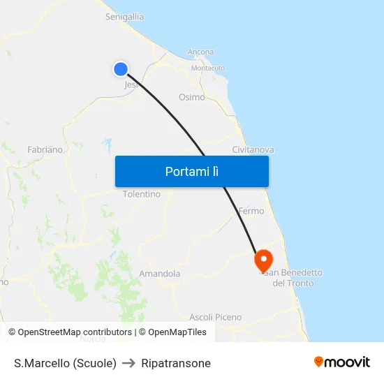 S.Marcello (Scuole) to Ripatransone map