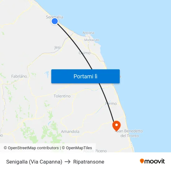 Senigalla (Via Capanna) to Ripatransone map