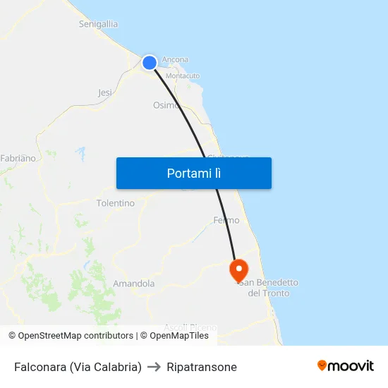 Falconara (Via Calabria) to Ripatransone map
