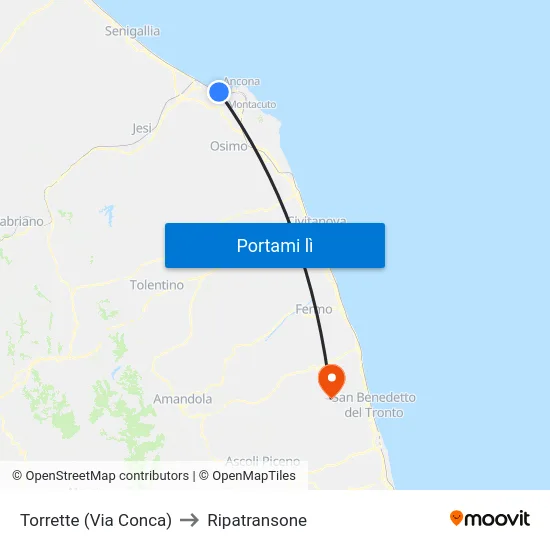 Torrette (Via Conca) to Ripatransone map