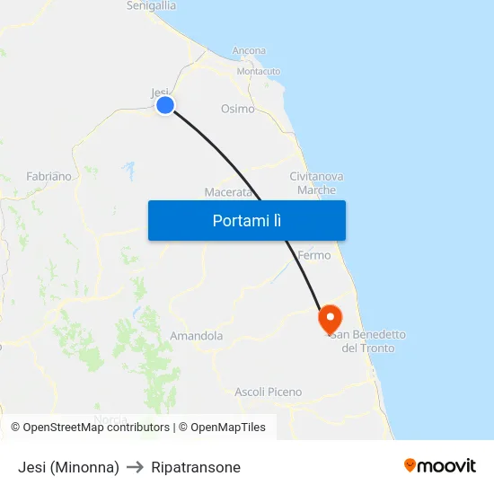 Jesi (Minonna) to Ripatransone map