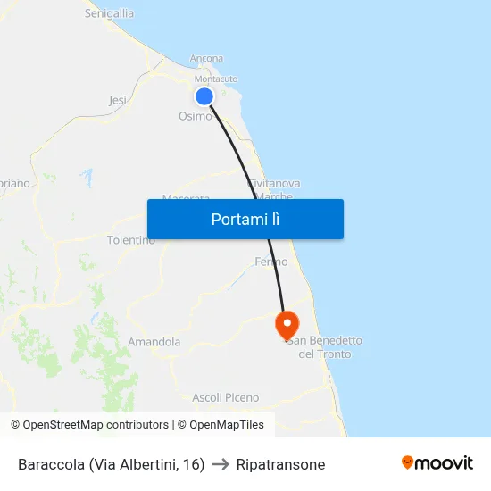 Baraccola (Via Albertini, 16) to Ripatransone map