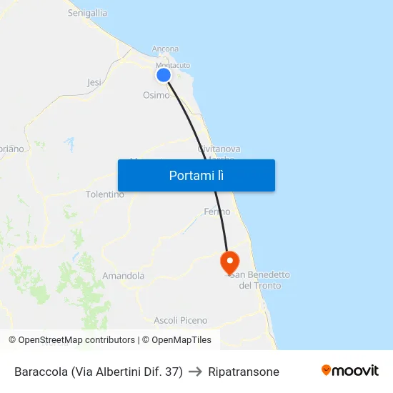 Baraccola (Via Albertini Dif. 37) to Ripatransone map