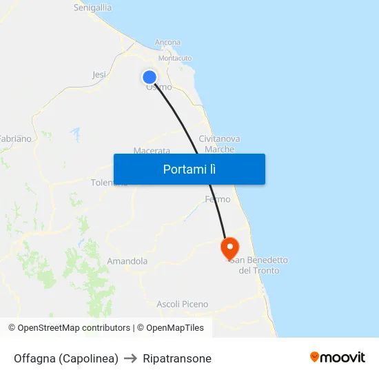 Offagna (Capolinea) to Ripatransone map