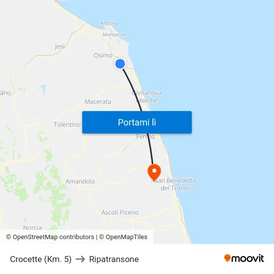 Crocette (Km. 5) to Ripatransone map