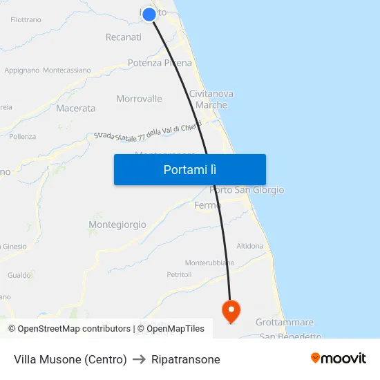 Villa Musone (Centro) to Ripatransone map