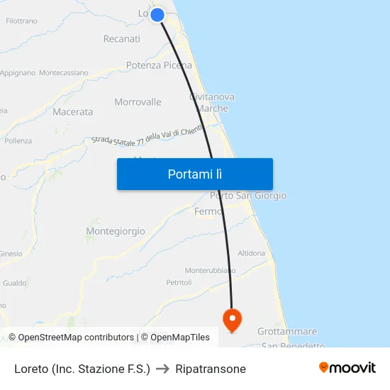 Loreto (Inc. Stazione F.S.) to Ripatransone map