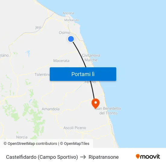 Castelfidardo (Campo Sportivo) to Ripatransone map
