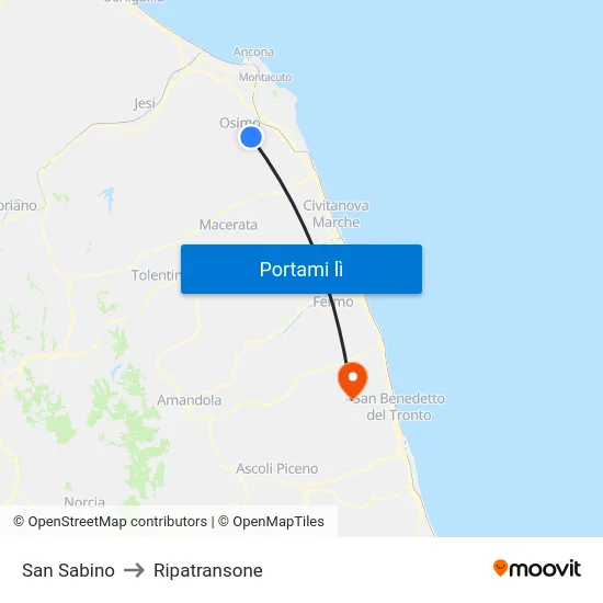 San Sabino to Ripatransone map
