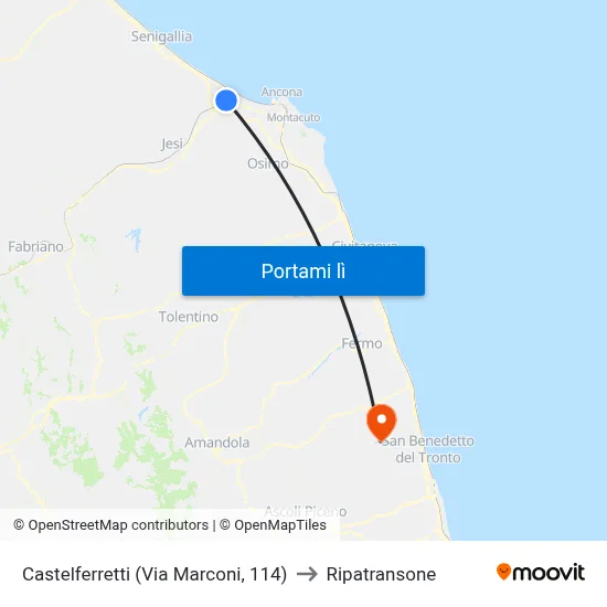 Castelferretti (Via Marconi, 114) to Ripatransone map