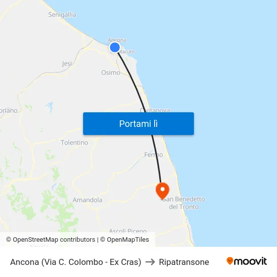 Ancona (Via C. Colombo - Ex Cras) to Ripatransone map