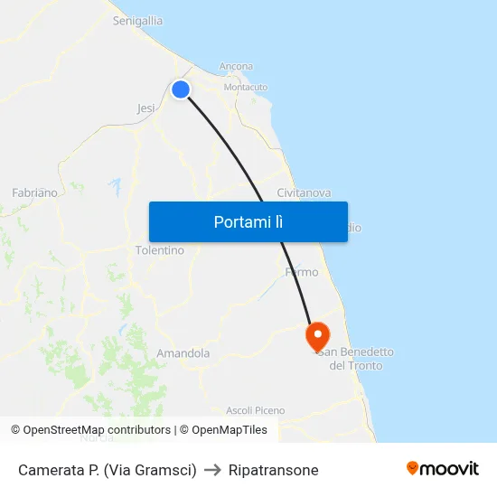 Camerata P. (Via Gramsci) to Ripatransone map