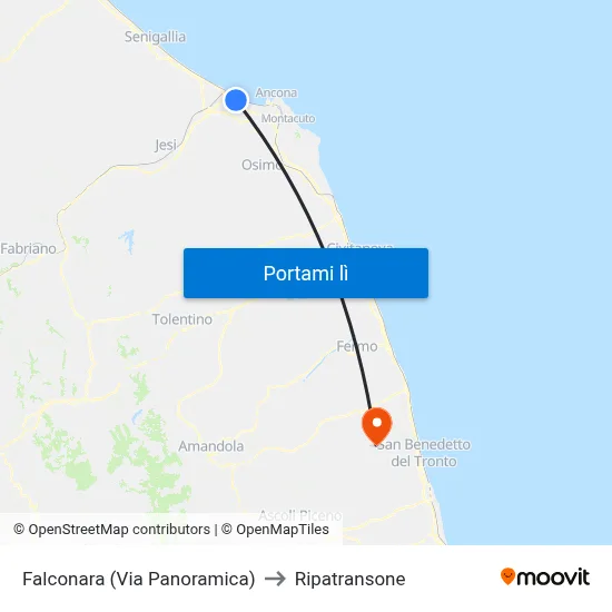 Falconara (Via Panoramica) to Ripatransone map