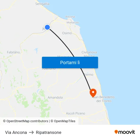 Via Ancona to Ripatransone map