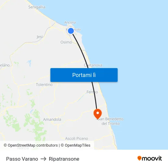 Passo Varano to Ripatransone map
