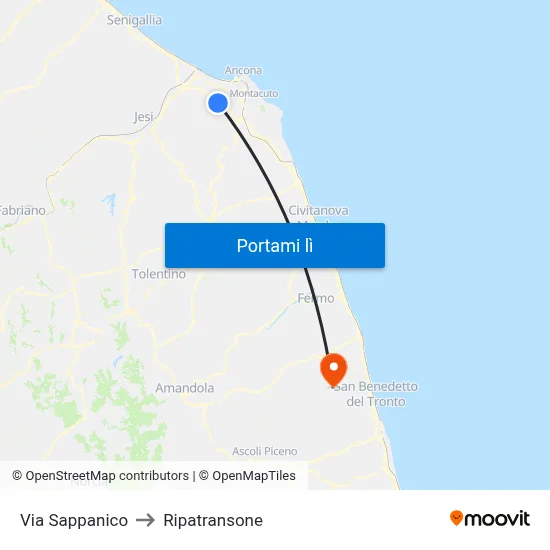 Via Sappanico to Ripatransone map
